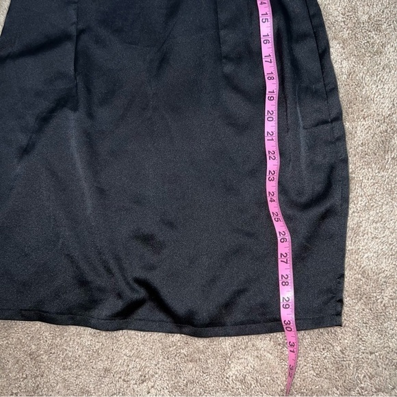 PrettyLittleThing Black Satin Cowl Neck Ring Detail Bodycon Dress Size 6 - Picture 6 of 13